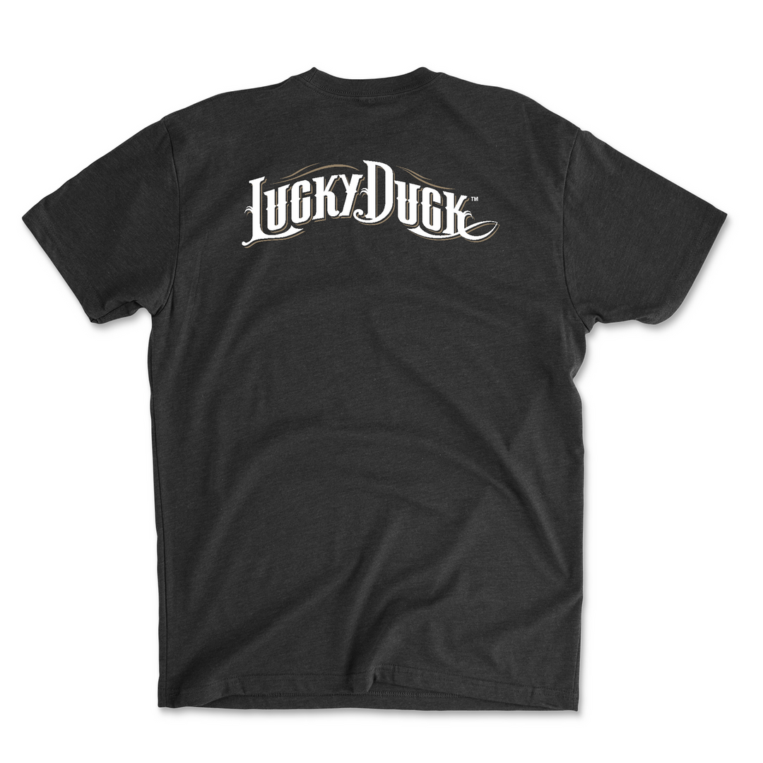 LD Script Back White Font T-Shirt